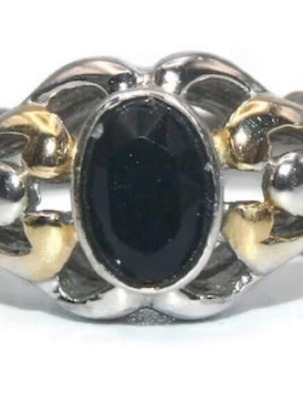 Premier Designs Black Oval Stone Two-Tone Ring
